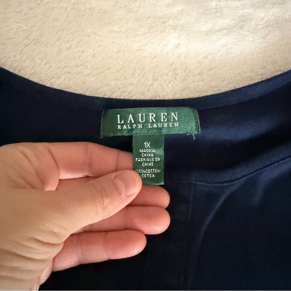 Lauren by Ralph Lauren Navy Blue Quarter Sleeve Top size 1X - Picture 3 of 7